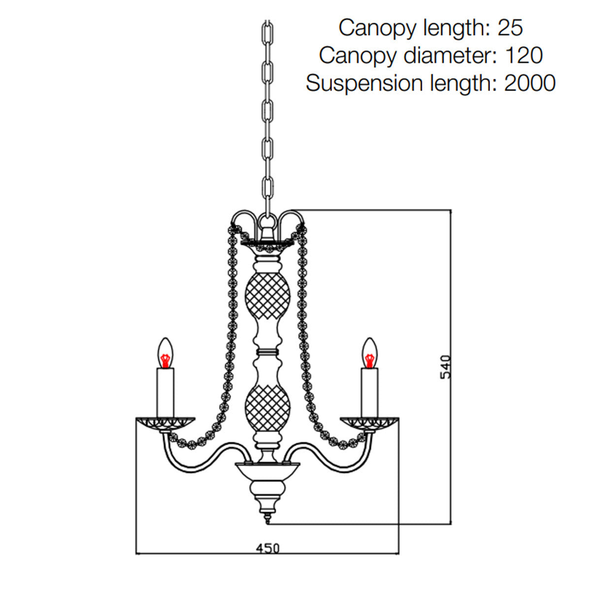 Rhine 5 Light Crystal Chandelier in Traditional Style