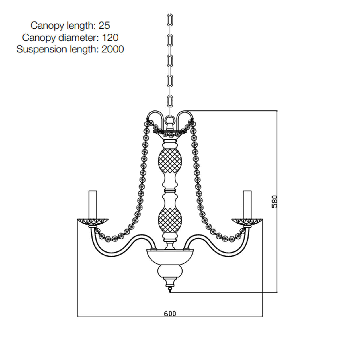 Rhine 8 Light Crystal Chandelier -  Elegant Lighting Fixture