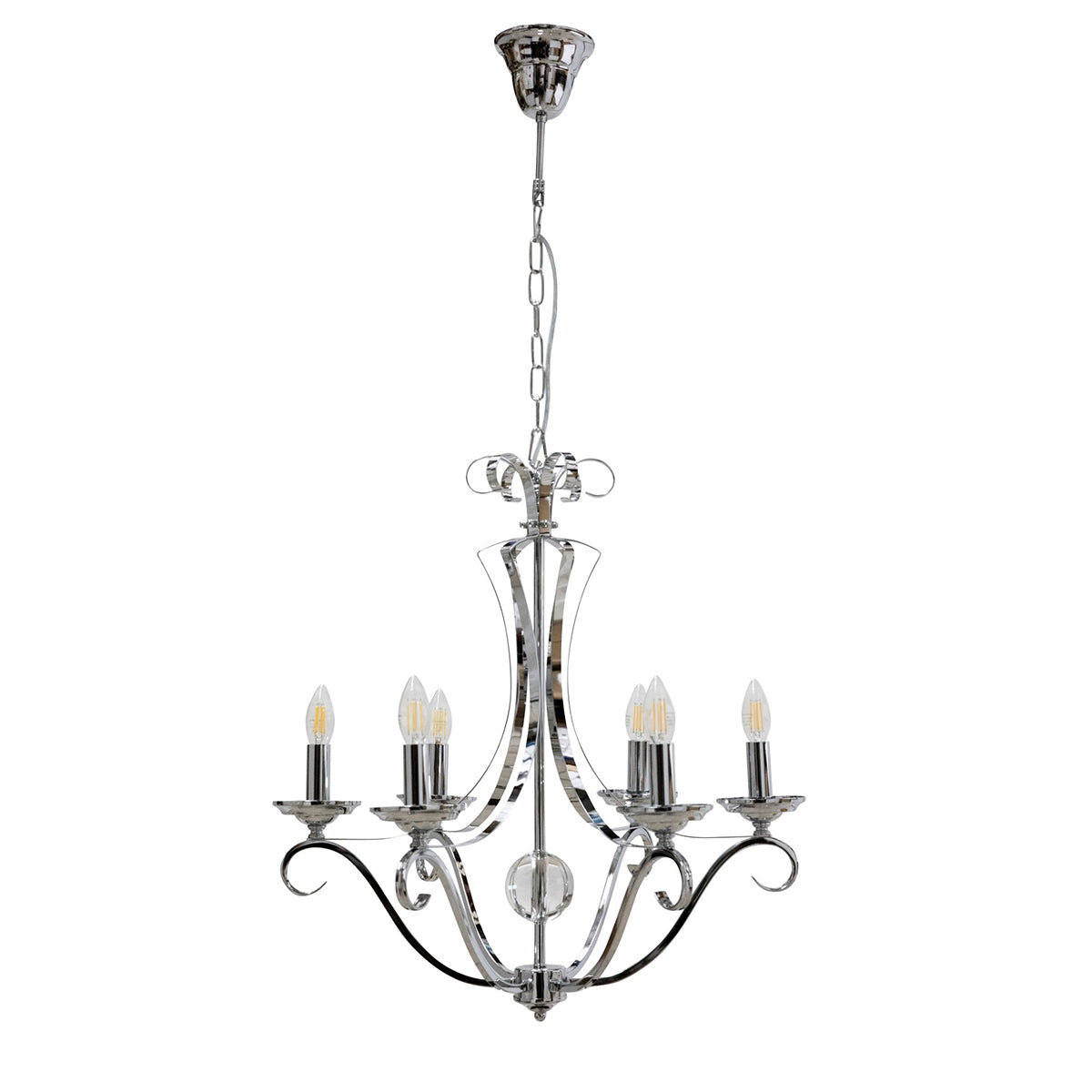 Ria Lighto Traditional Metal Candelabra Pendant - 6 Light