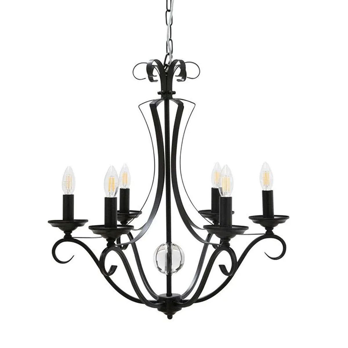 Ria Lighto Traditional Metal Candelabra Pendant - 6 Light