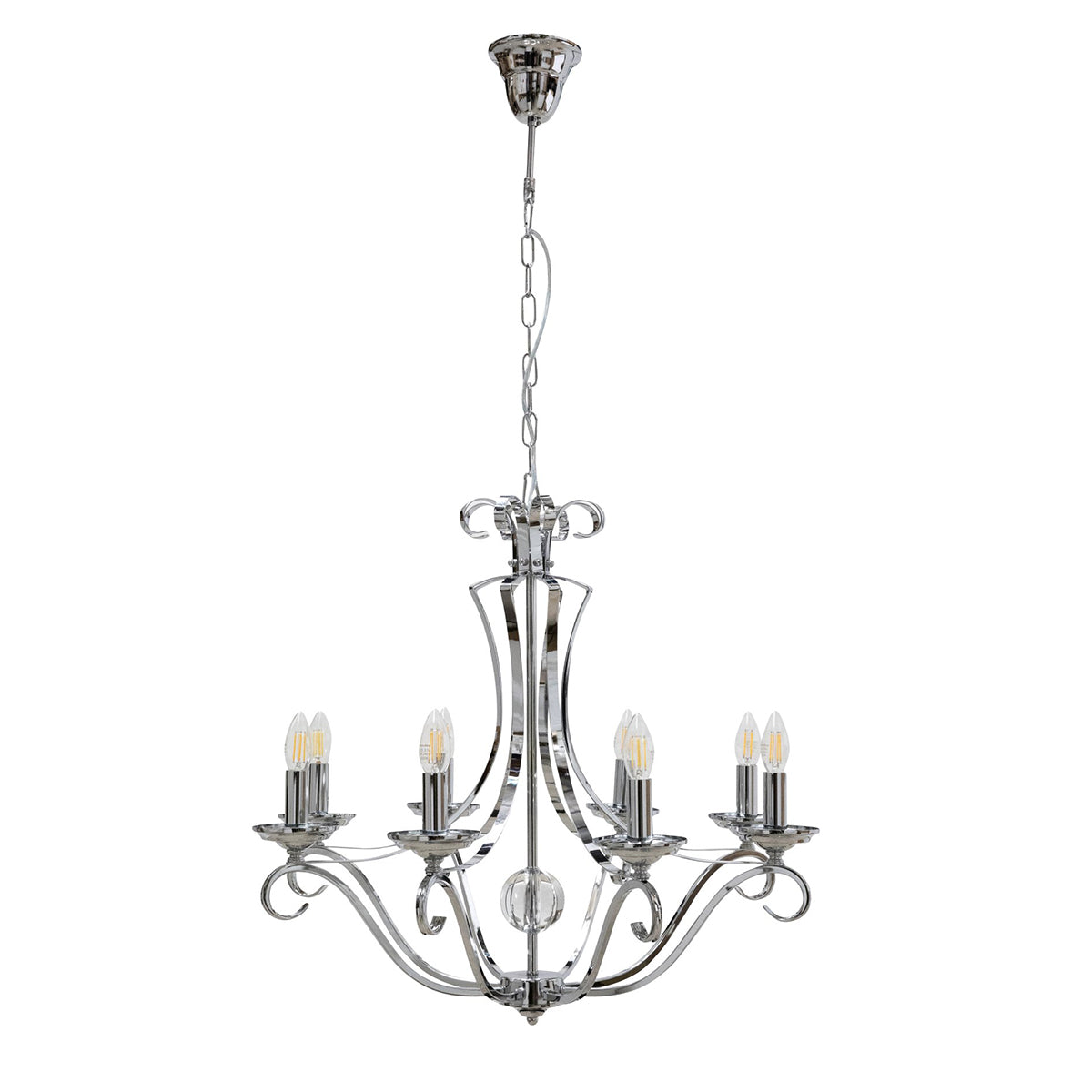 Rialto Traditional Metal Candelabra Pendant - 8 Light