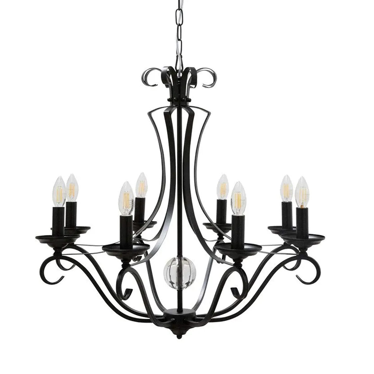 Rialto Traditional Metal Candelabra Pendant - 8 Light