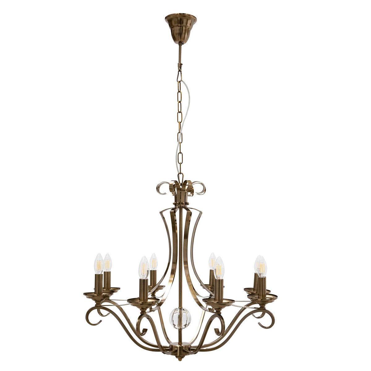 Rialto Traditional Metal Candelabra Pendant - 8 Light