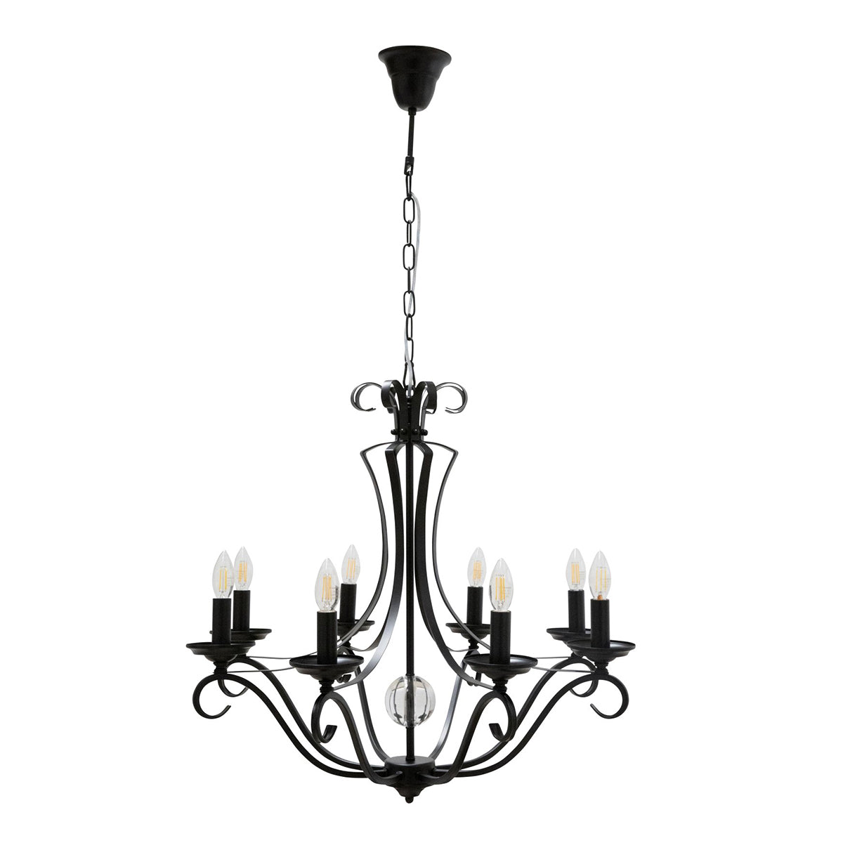 Rialto Traditional Metal Candelabra Pendant - 8 Light