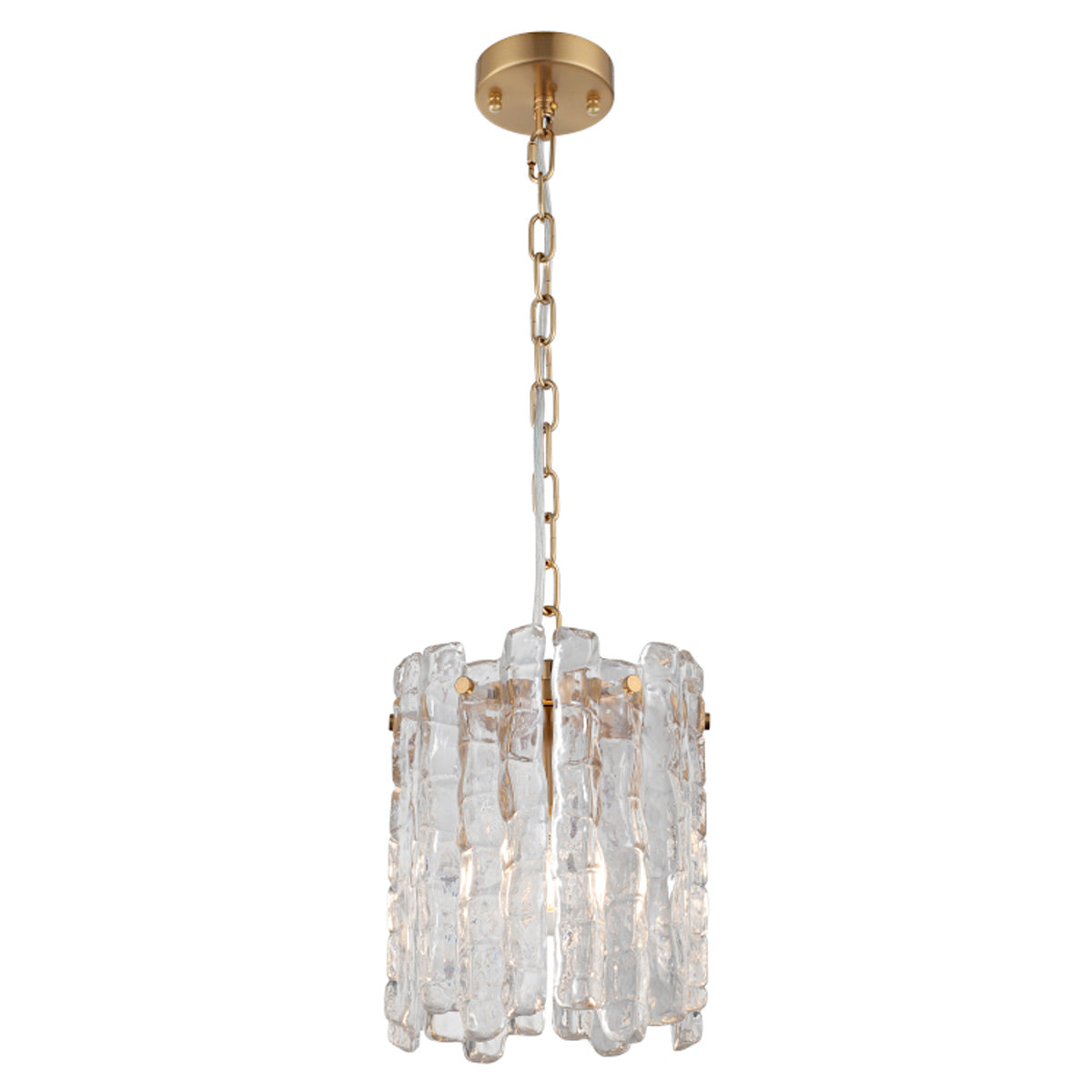 Riviera Pendant Light with Clear Ice Glass Panels and 1 Lights