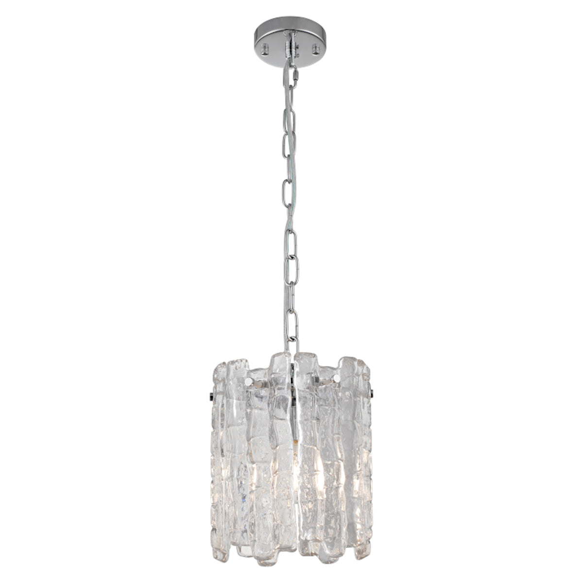 Riviera Pendant Light with Clear Ice Glass Panels and 1 Lights