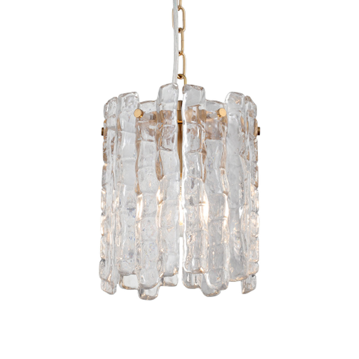 Riviera Pendant Light with Clear Ice Glass Panels and 1 Lights
