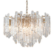 Riviera Pendant Light with Clear Ice Glass Panels and 10 Lights