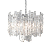 Riviera Pendant Light with Clear Ice Glass Panels and 5 Lights