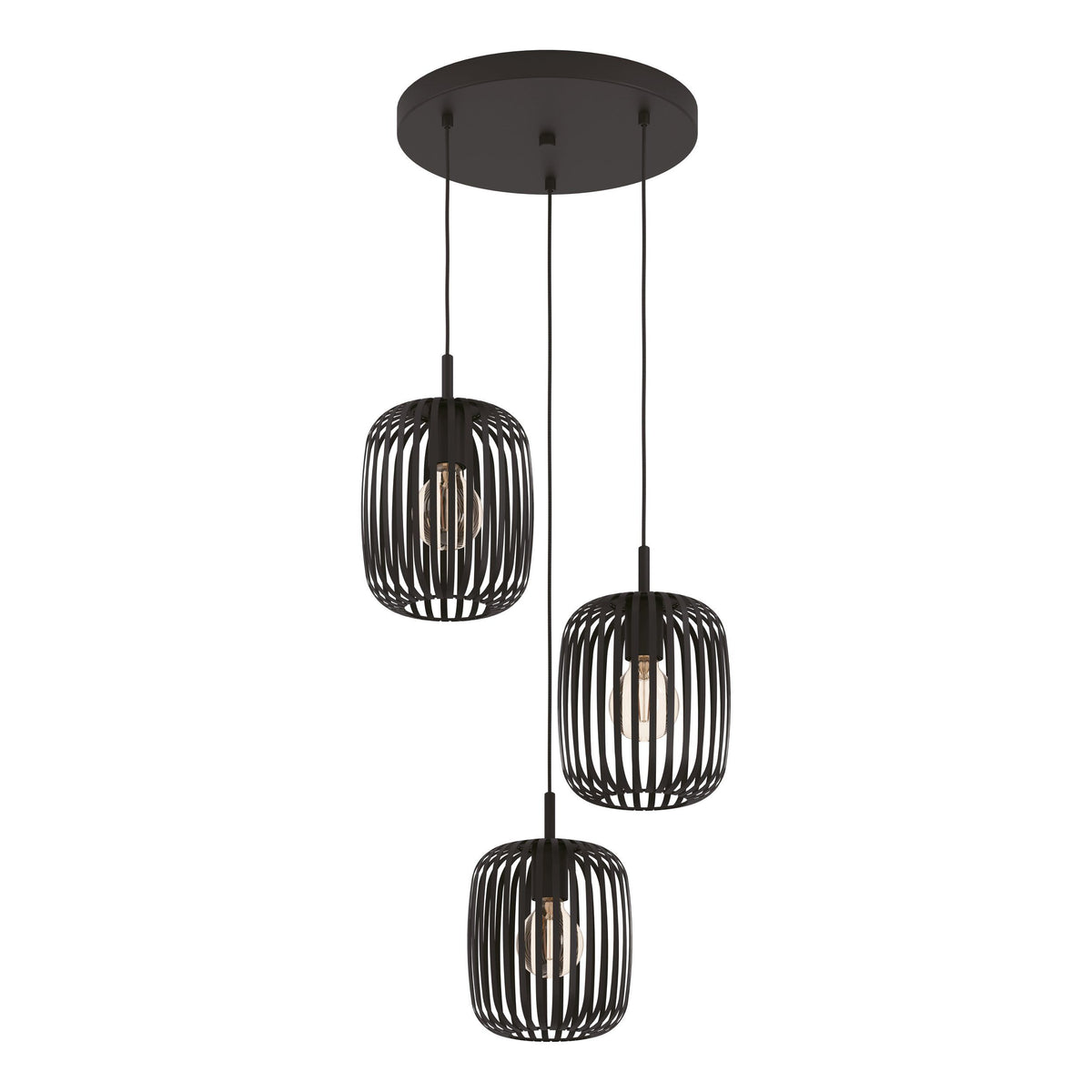 Romazzina 3 Light Cage Pendant with Metal Strips