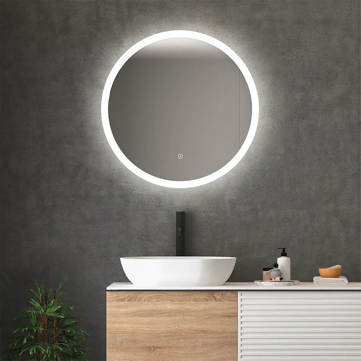 Romu 600mm Round Bathroom Mirror