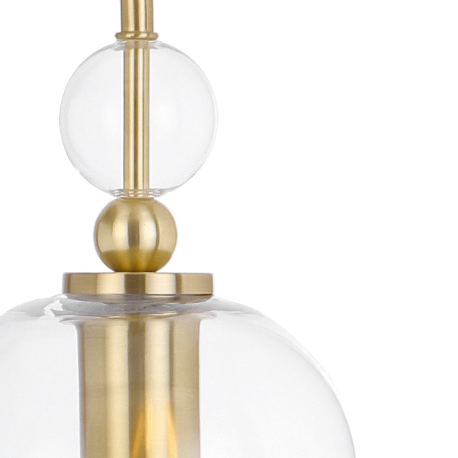 Rotif Floor Lamp with Glass Dome Shade - Brass Design