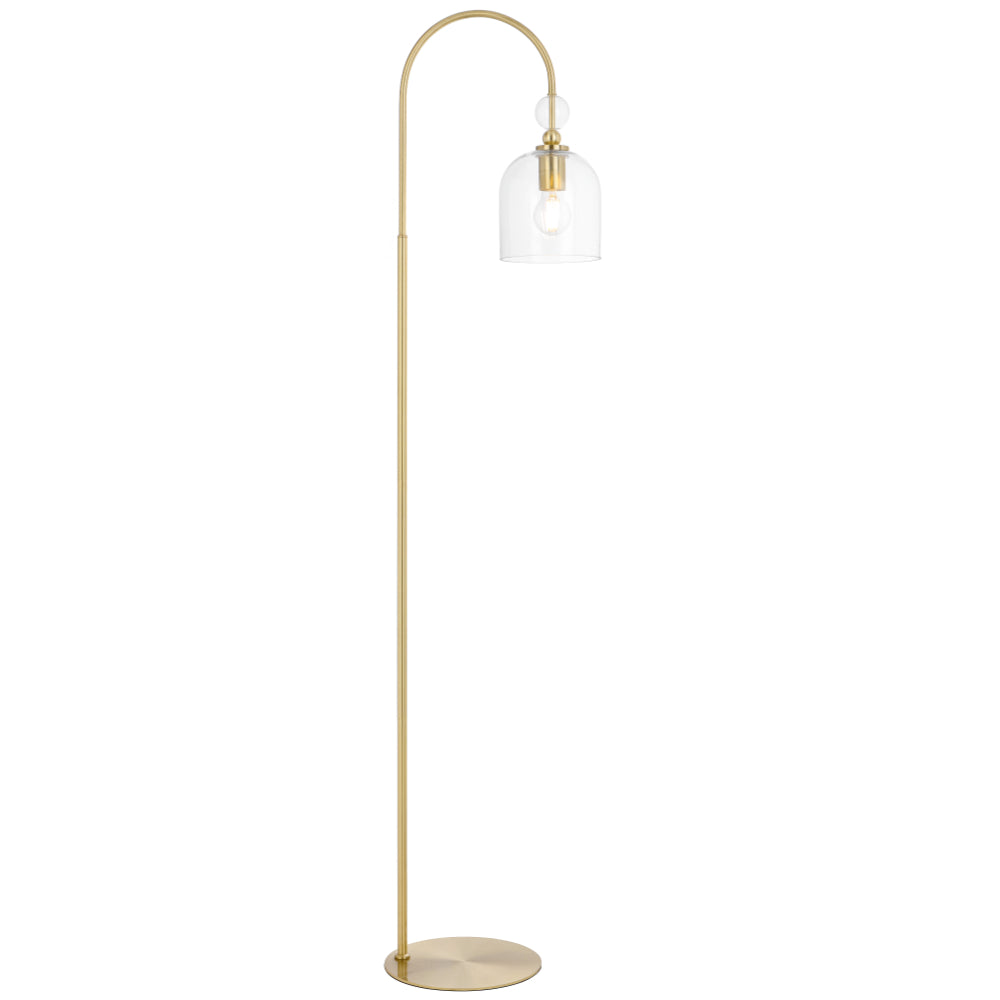 Rotif Floor Lamp with Glass Dome Shade - Brass Design
