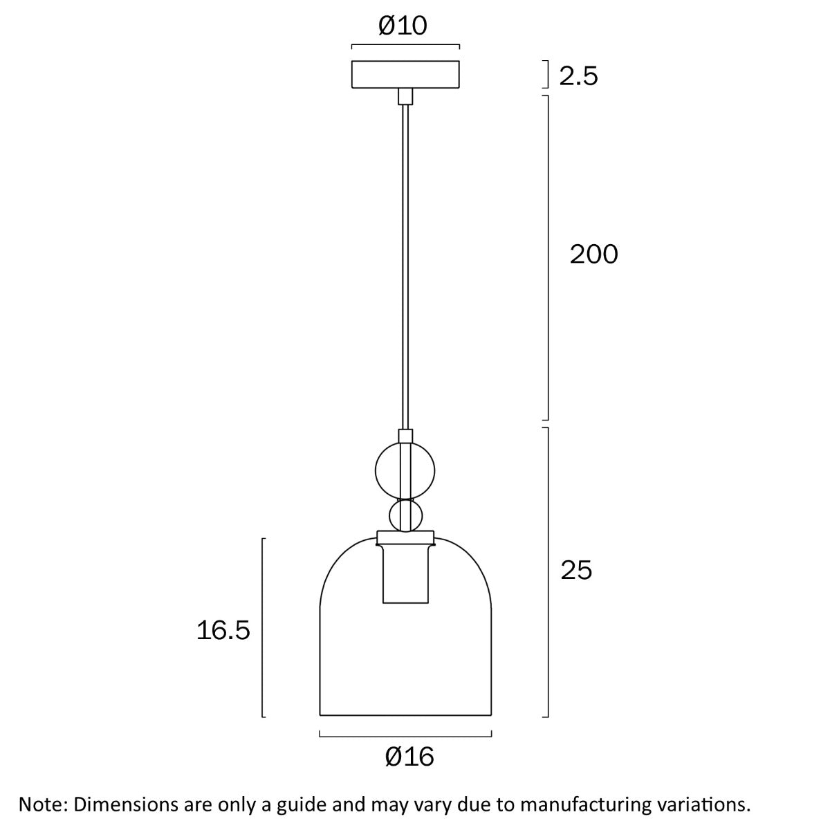 Rotif Pendant Light with Glass Dome