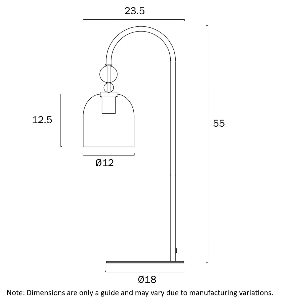 Rotif Table Lamp with Glass Dome Shade