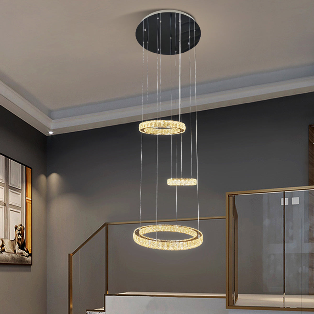 Rozanno 3 Ring Pendant - Chrome - Tri-Colour