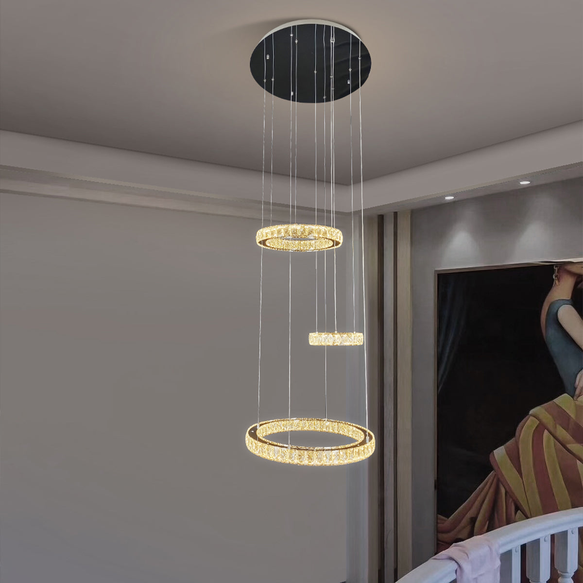 Rozanno 3 Ring Pendant - Chrome - Tri-Colour