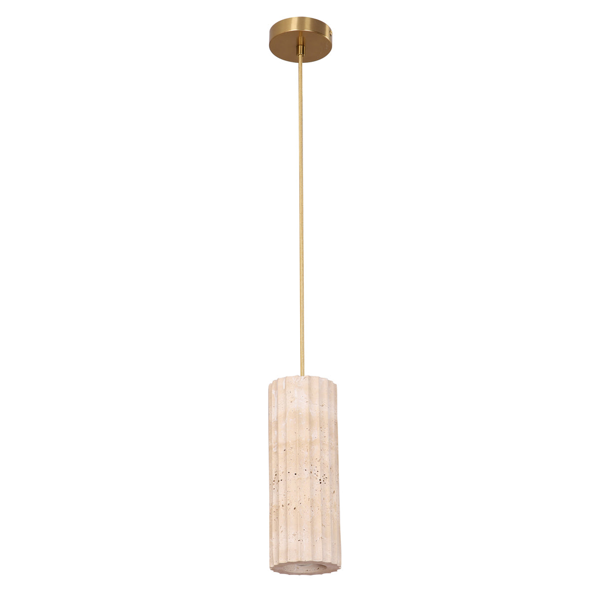 Sagitta Oblong Pendant Light with Beige Travertine Shade