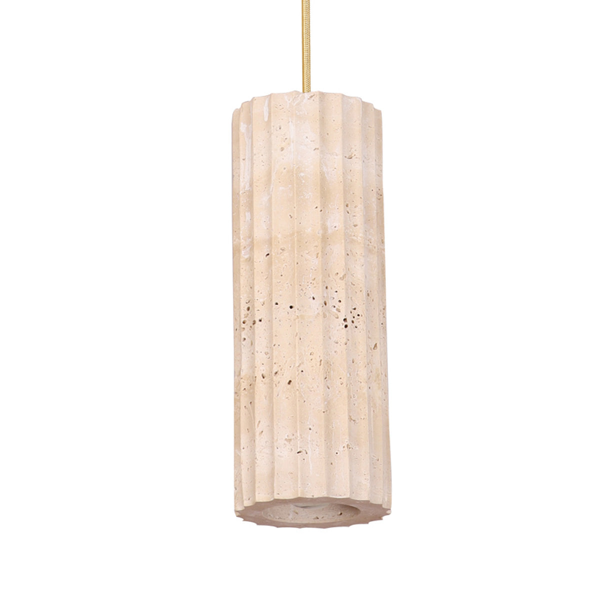 Sagitta Oblong Pendant Light with Beige Travertine Shade