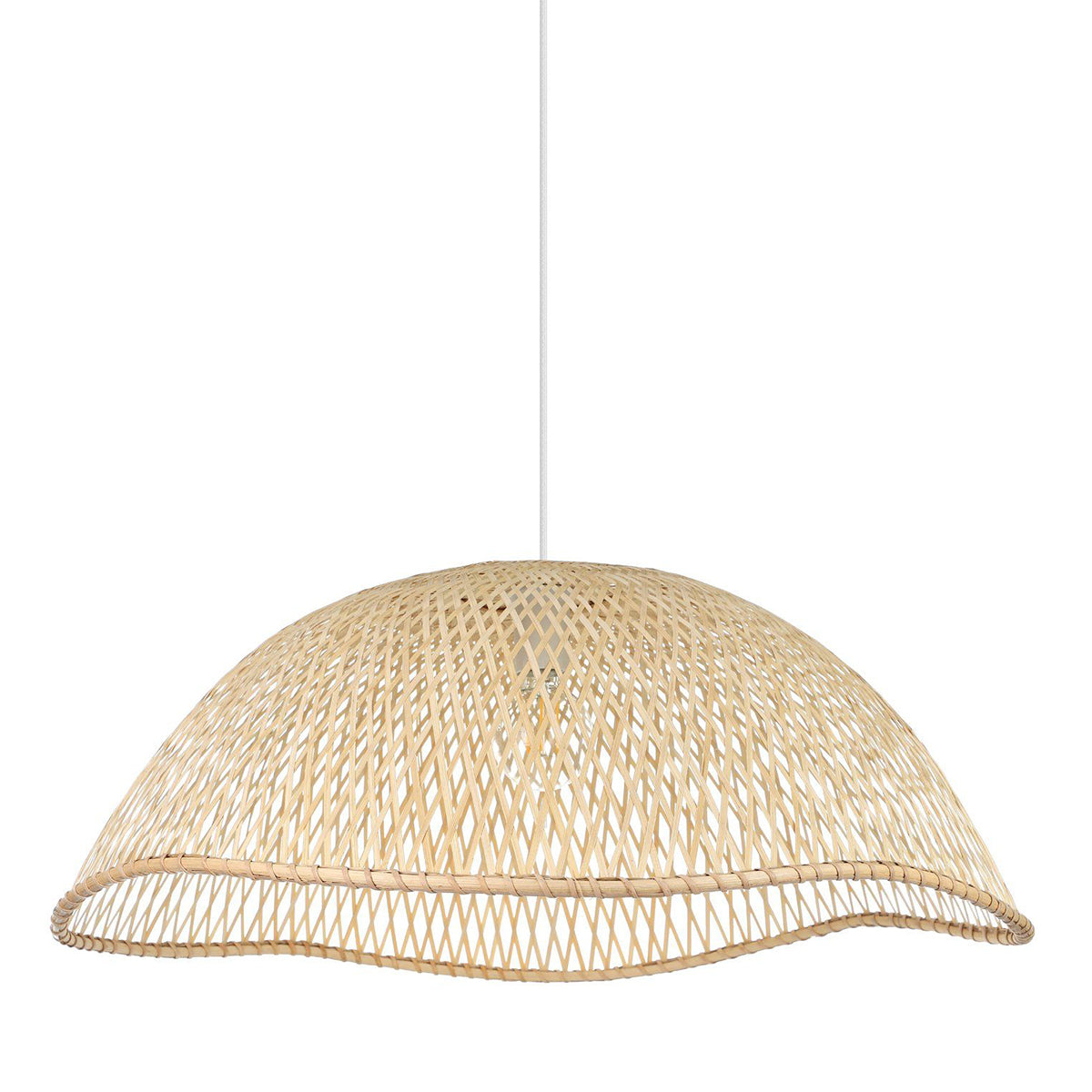 Sambucona Boho Cane Pendant Light with Woven Shade