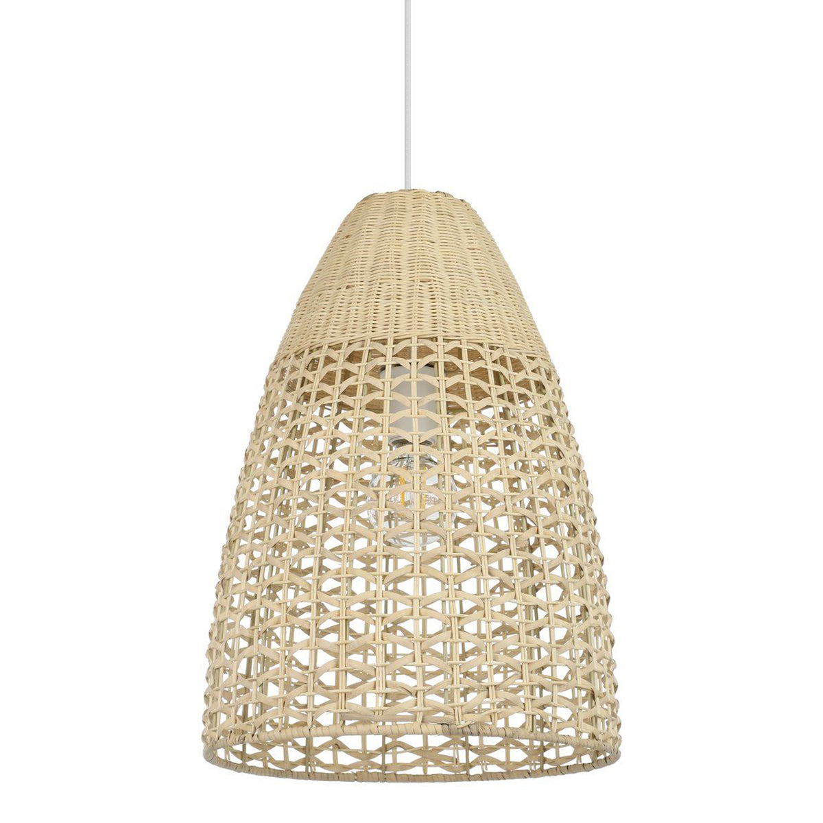 Sambucona Cane Boho Pendant Light with Tall Shade