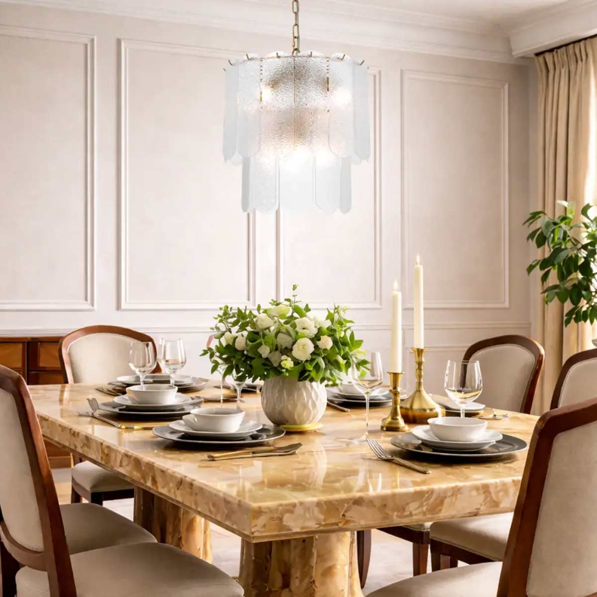 Samona Textured Glass 8 Light Pendant