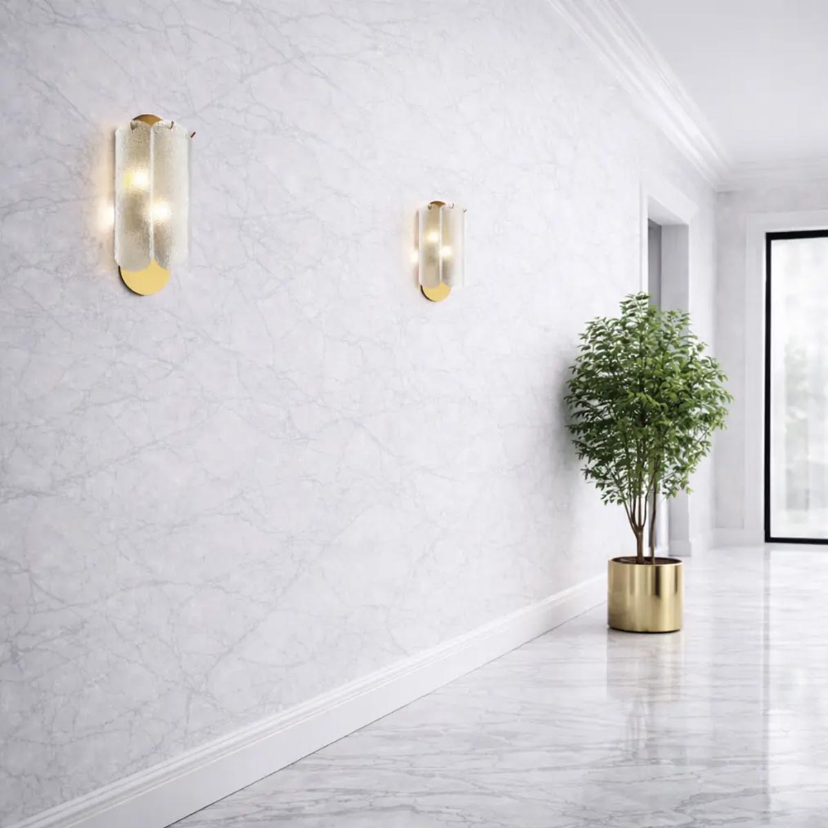 Samona Textured Glass Wall Light with Gold Finish