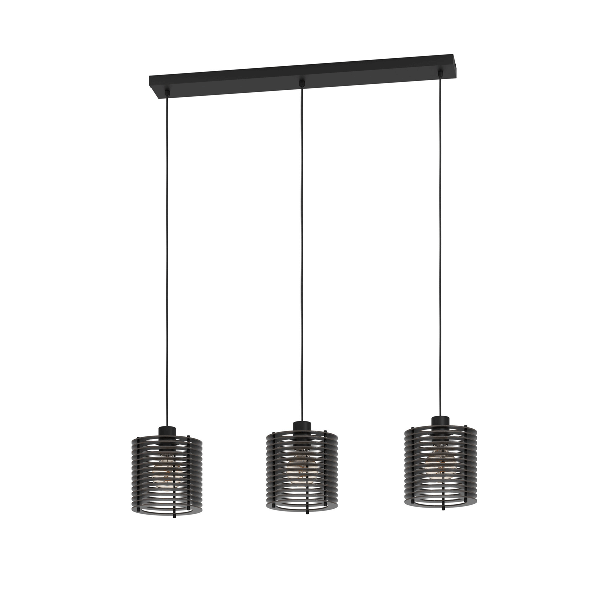 Segovia 3 Light Pendant Light with Black Metal Canopy
