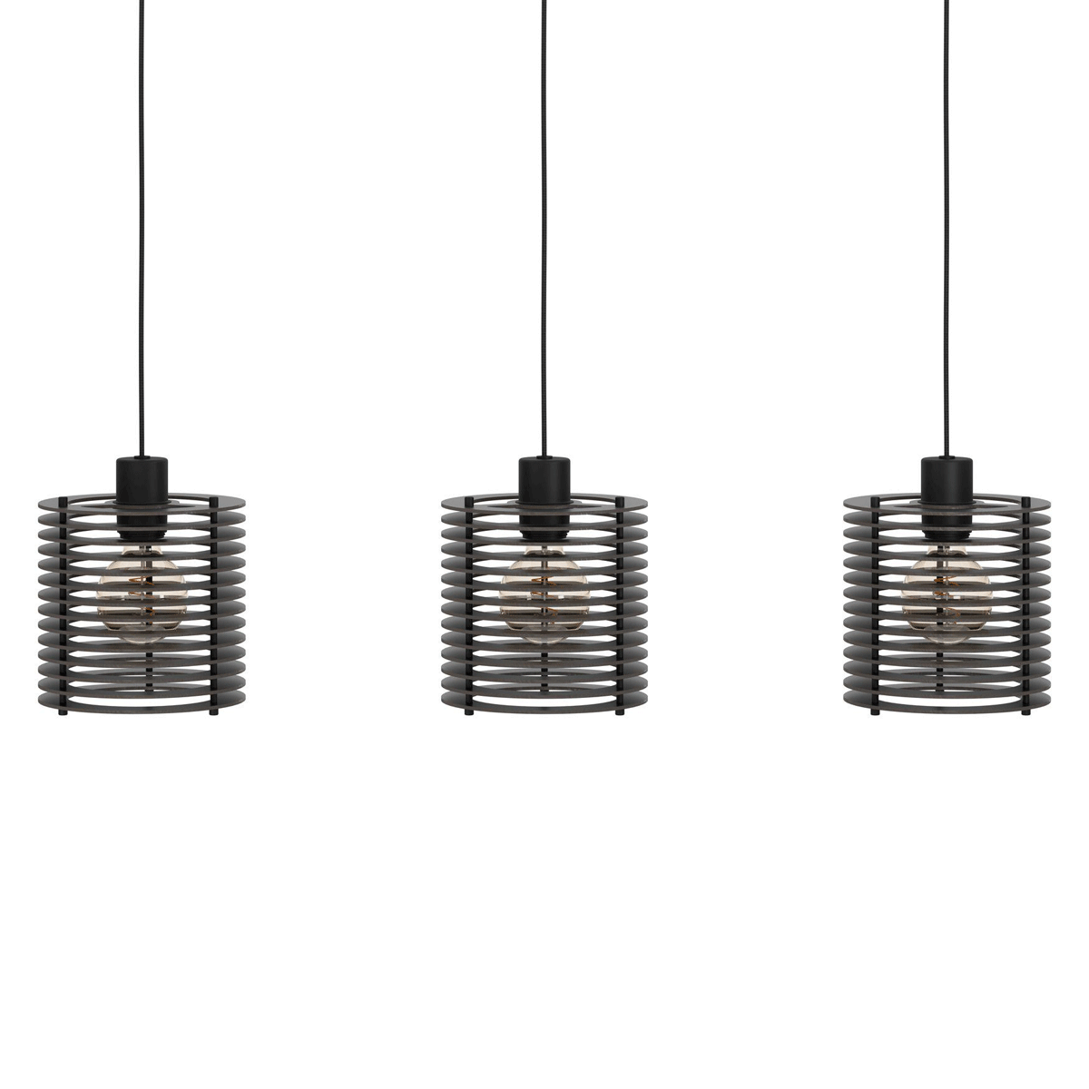 Segovia 3 Light Pendant Light with Black Metal Canopy