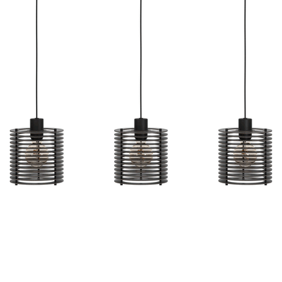 Segovia 3 Light Pendant Light with Black Metal Canopy