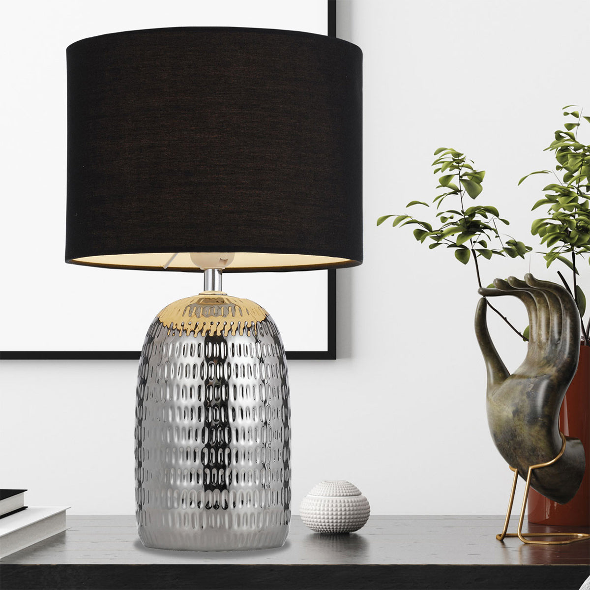 Sevia Table Lamp - Modern Ceramics with Chrome Finish