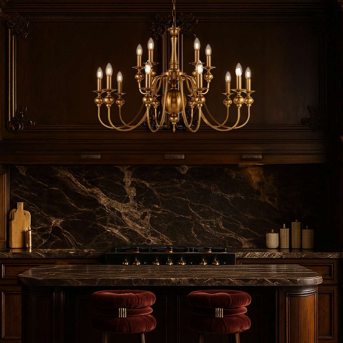 Siedel 15 Light Traditional Style Pendant With Shades
