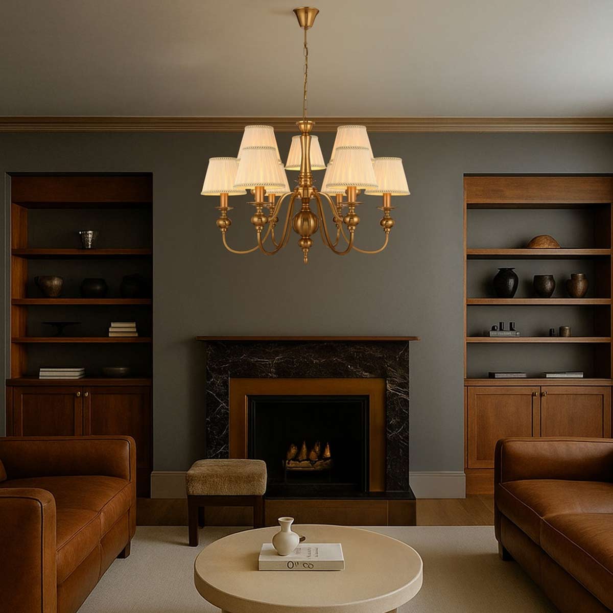 Siedel 9 Light Traditional Style Pendant With Shades