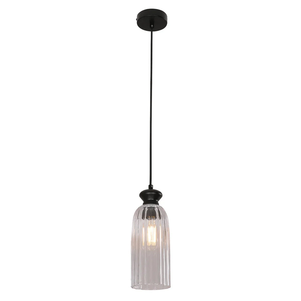 Sino Ellipse Ribbed Glass Pendant Light