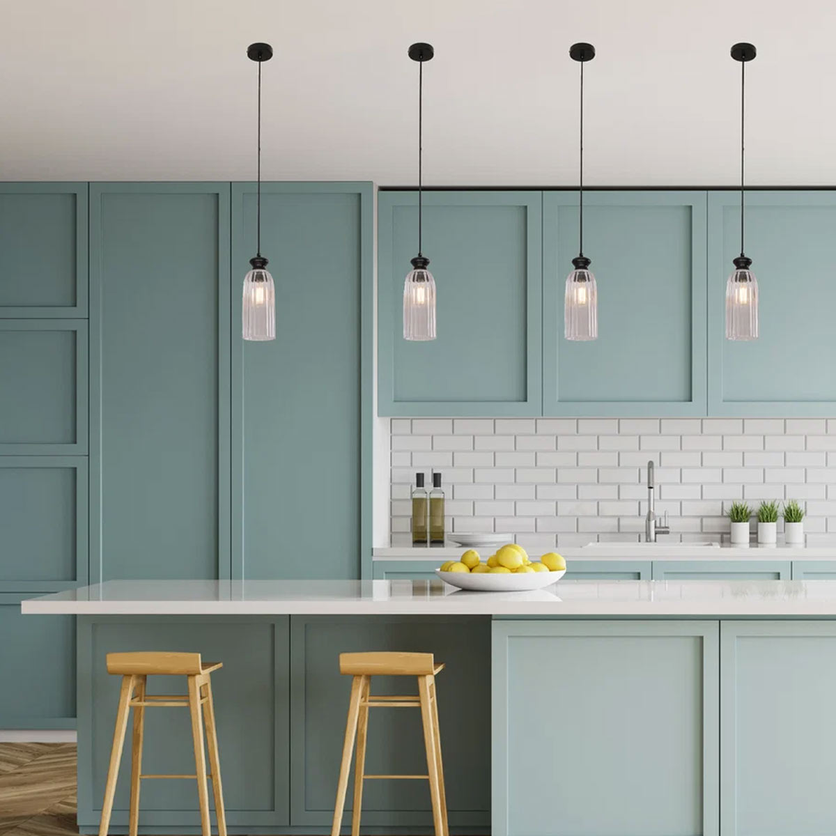 Sino Ellipse Ribbed Glass Pendant Light