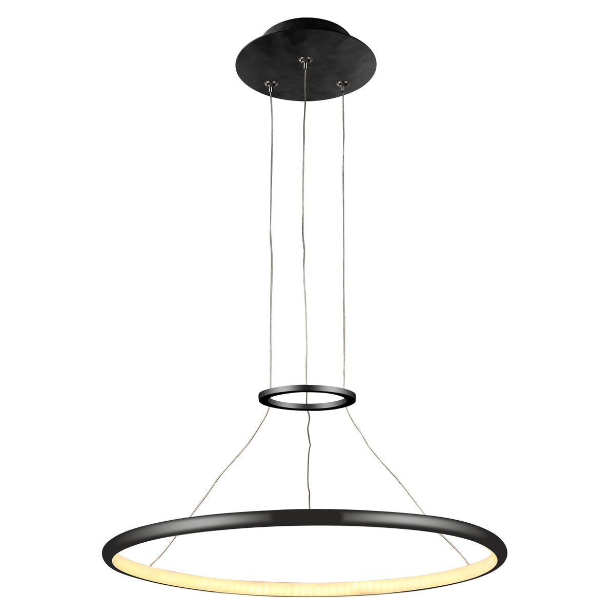 Slimline Single Ring LED Pendant Light in Black - 400mm