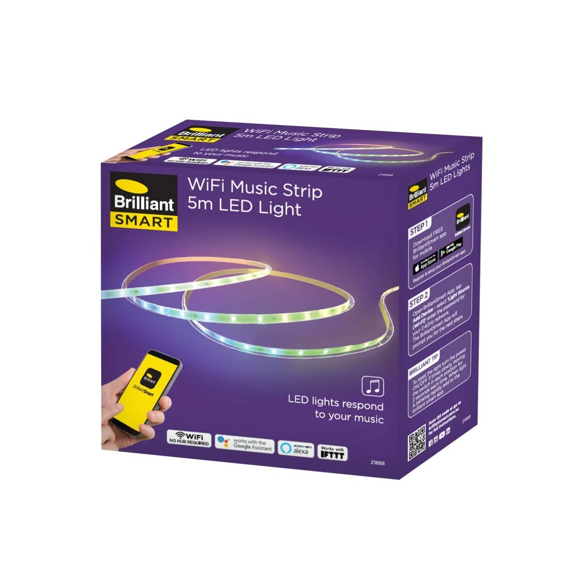 Smart LED Strip Light 5m - WiFi Enabled, Custom Scenes