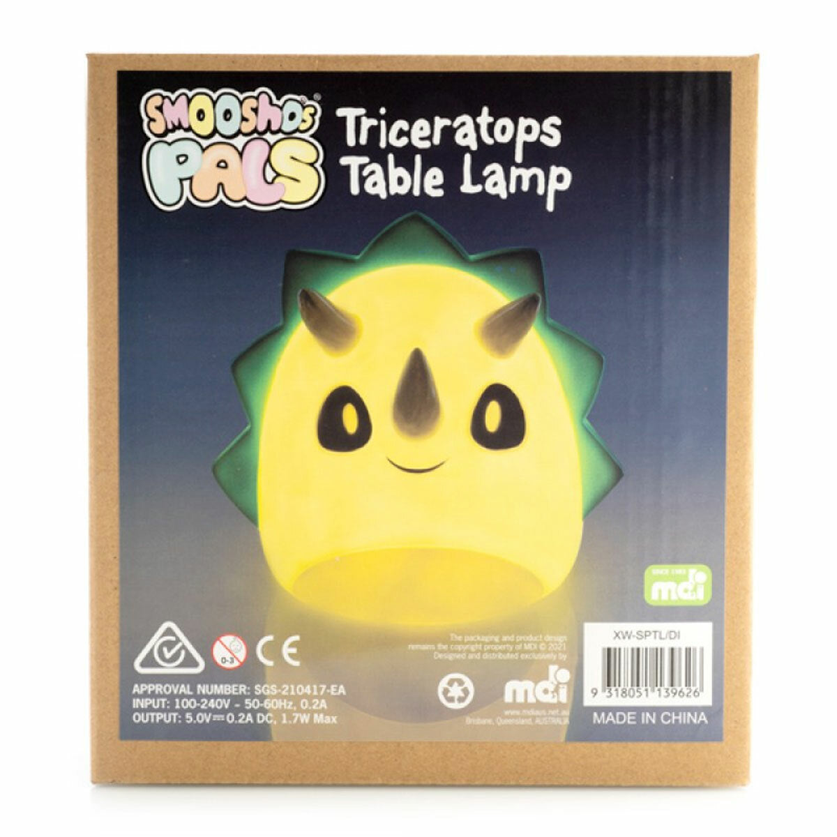 Smoosho's Pals Triceratops Animal Kids Lamp