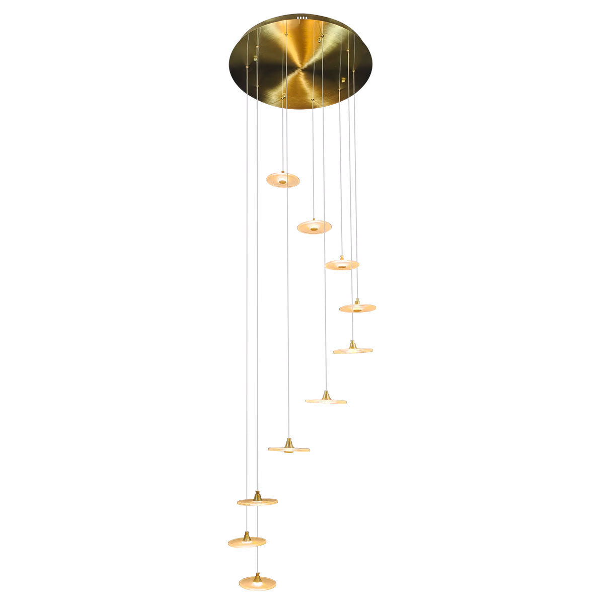 Sokyo 10 LED Hand Blown Glass Disks Pendant Light - Gold/Frost