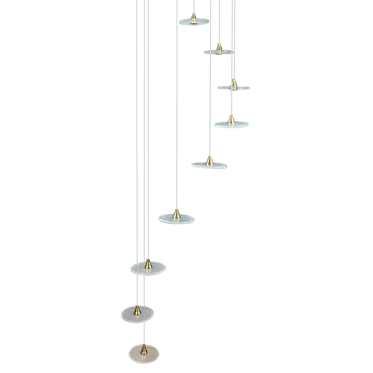 Sokyo 10 LED Hand Blown Glass Disks Pendant Light - Gold/Frost