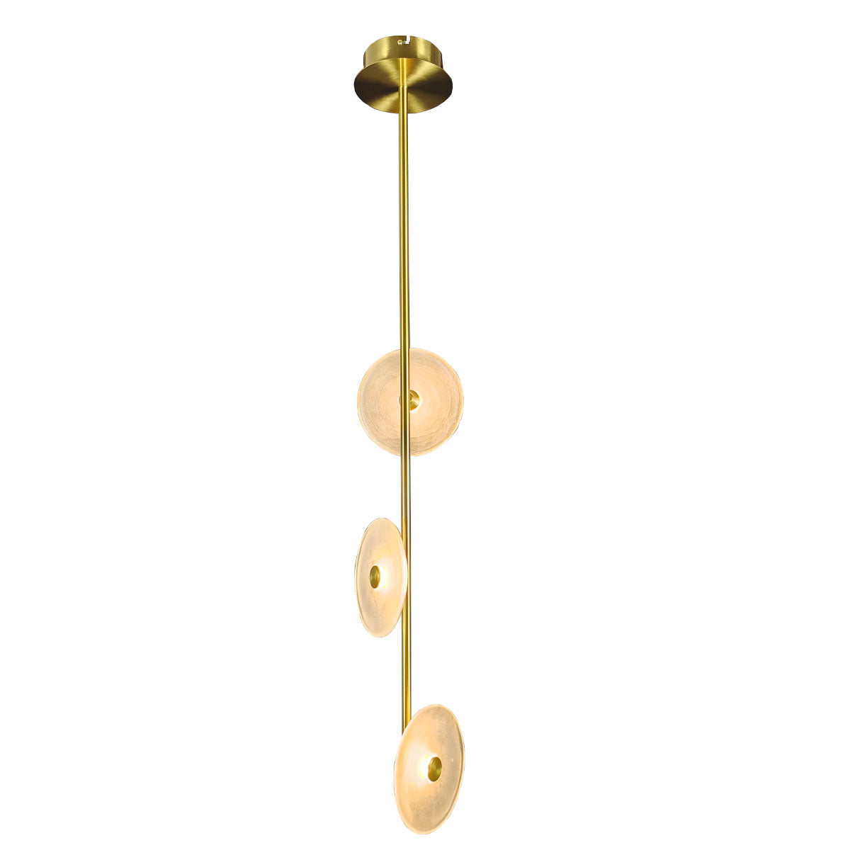 Sokyo 3 LED Glass Disk Pendant Light Fixture 800mm - Gold/Frost