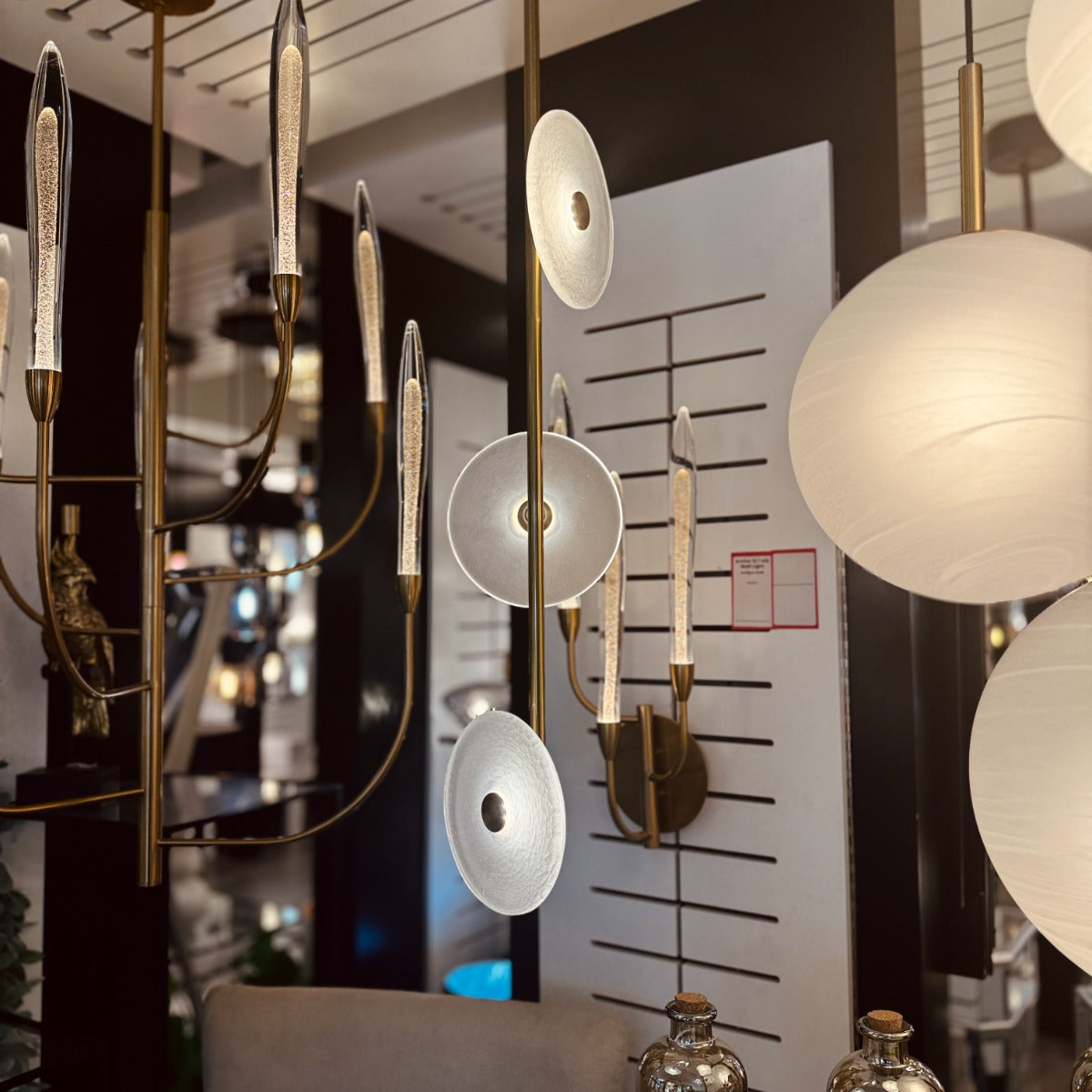 Sokyo 3 LED Glass Disk Pendant Light Fixture 800mm - Gold/Frost