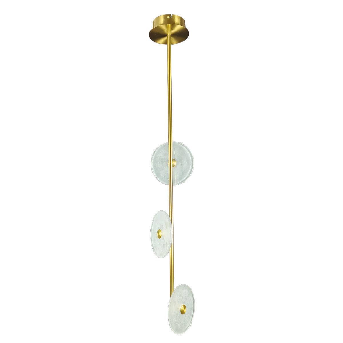 Sokyo 3 LED Glass Disk Pendant Light Fixture 800mm - Gold/Frost