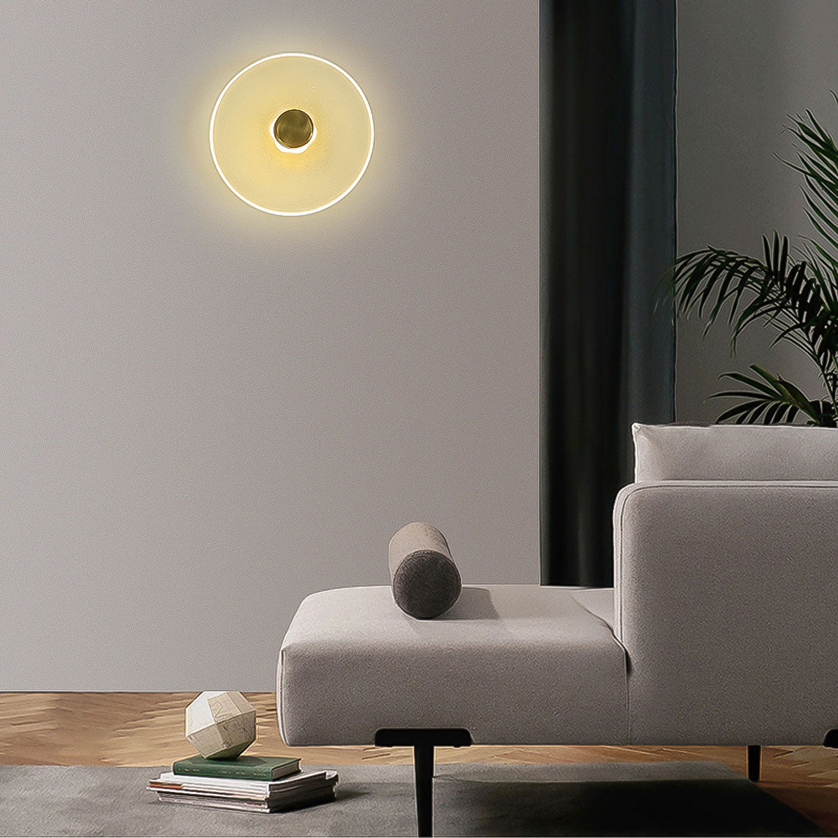 Sokyo Single LED Glass Disk Wall Light - 200mm - Hand Blow - Gold/Frost