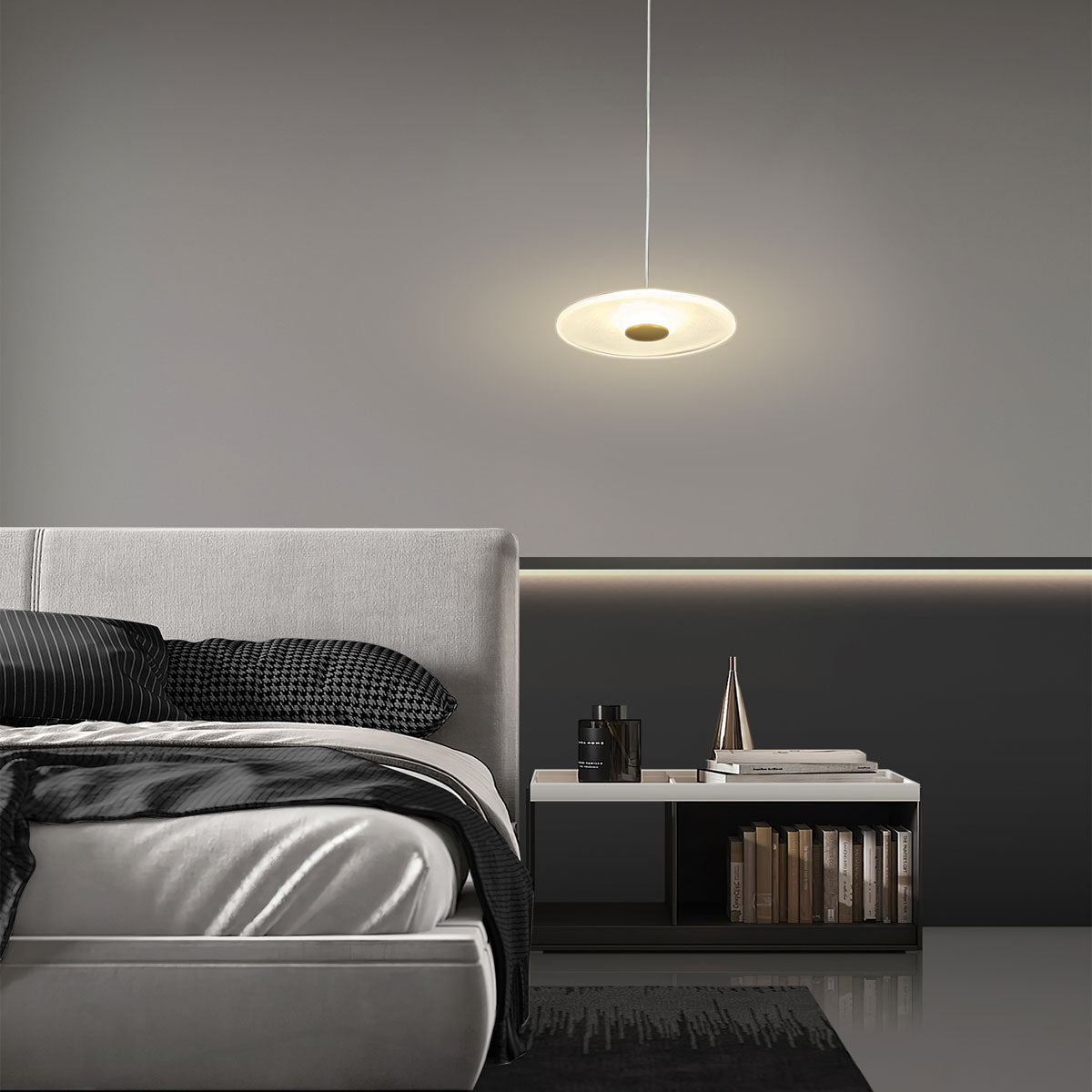 Sokyo Single LED Glass Drop Pendant Light - Hand Blown Disk