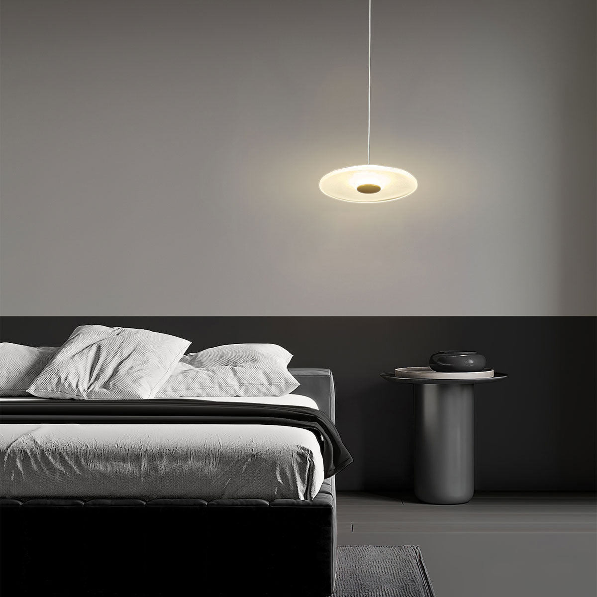Sokyo Single LED Glass Drop Pendant Light - Hand Blown Disk