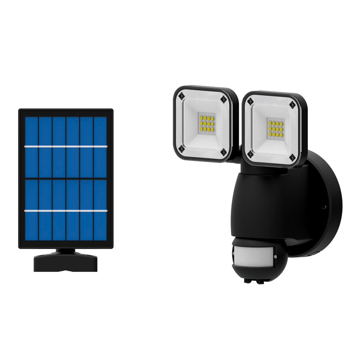 Solar LED Security Floodlight with Sensor - Black