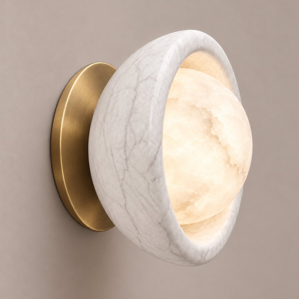 Speros Sitola White Marble G9 Stone Bowl Wall Light