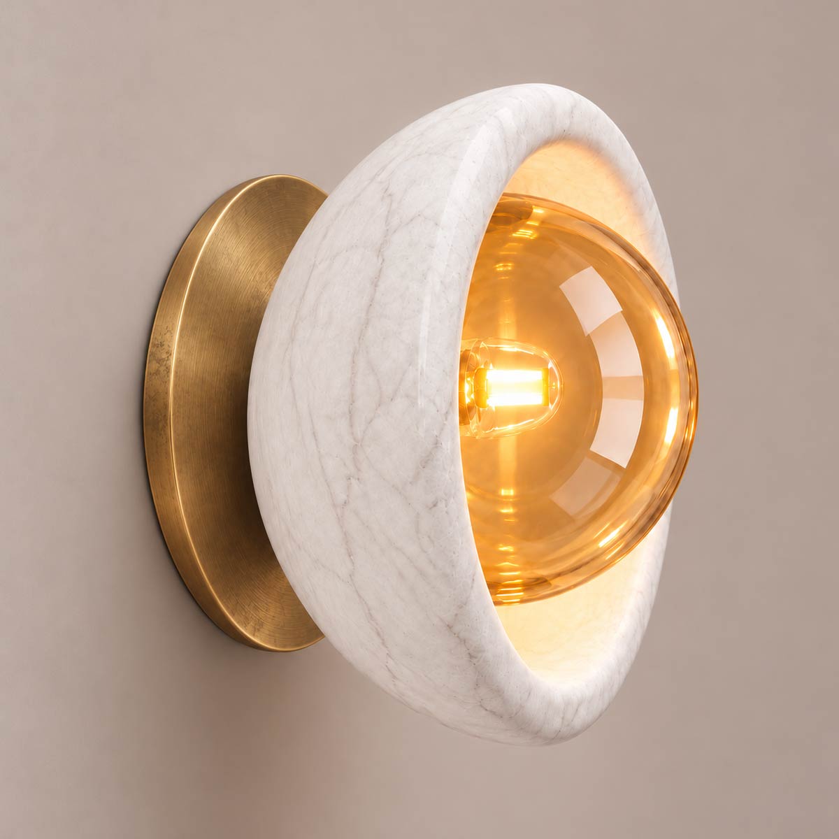 Speros Sitola White Marble G9 Stone Bowl Wall Light