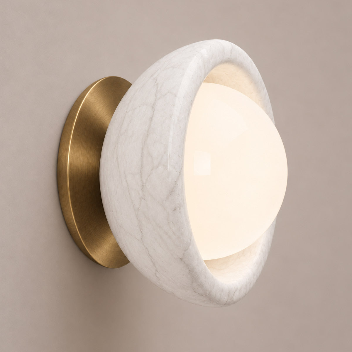 Speros Sitola White Marble G9 Stone Bowl Wall Light